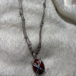 Contemporary Sterling Silver Pendant with Silver 36 Inch  Chain